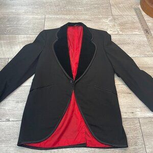 Vintage 50's 60's Tuxedo Rockabilly Black Jacket Mohair Black L Palm Beach